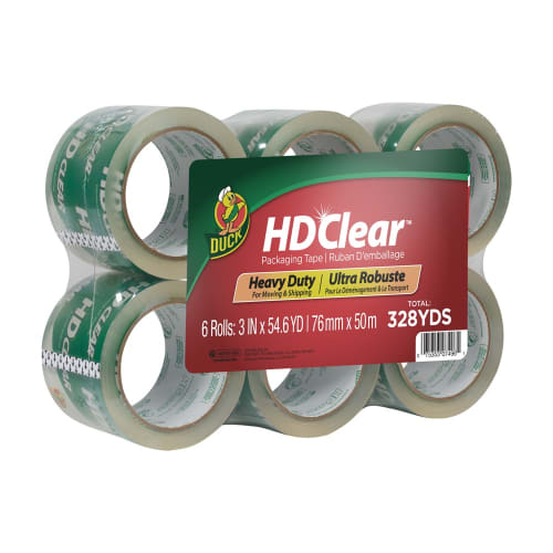 Duck Heavy Duty Packing Tape, 3" x 54.6 yd, Clear